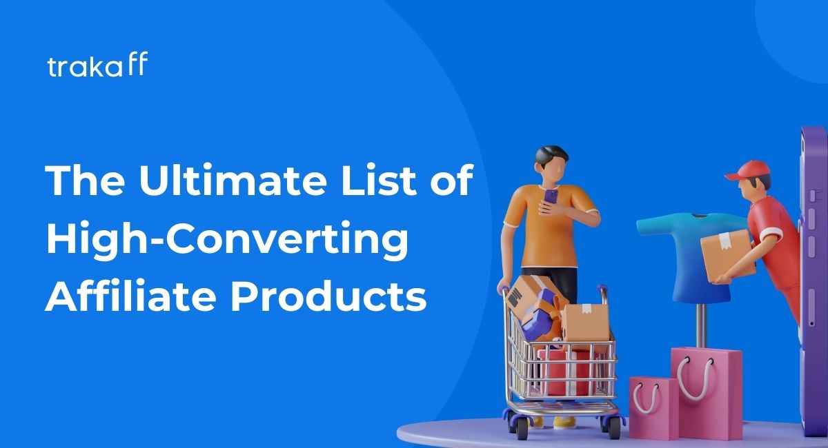 A graphic representing a list of popular affiliate products with a shopping cart icon, symbolizing their potential for high conversions.