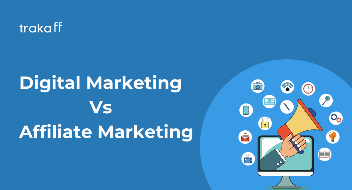 A comparison chart illustrating the differences between digital marketing and affiliate marketing, showcasing their unique approaches and benefits. 