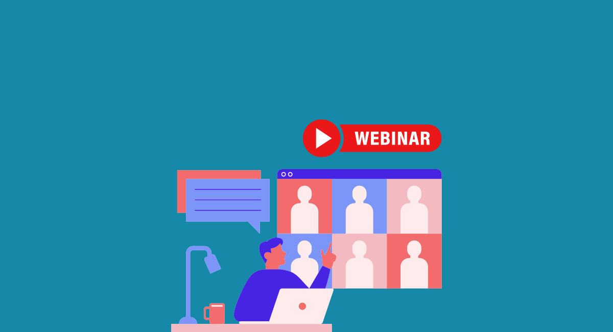 A marketer hosting a webinar, engaging with participants to share insights and build a community around their brand. 