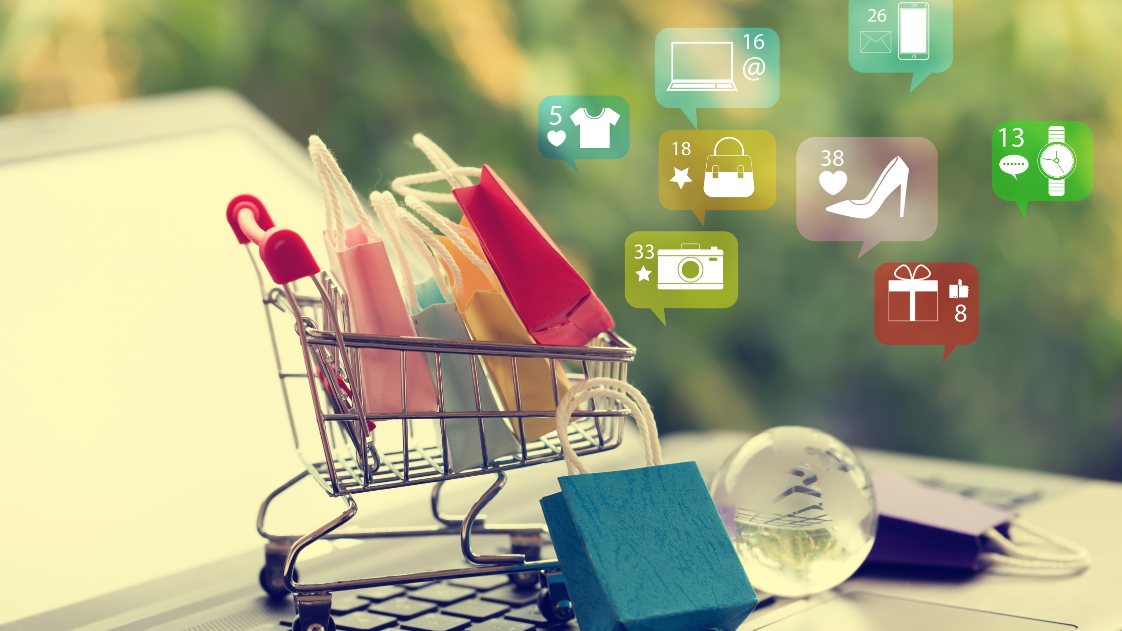 Enhanced shopping experience with shopping trolley illustration. 